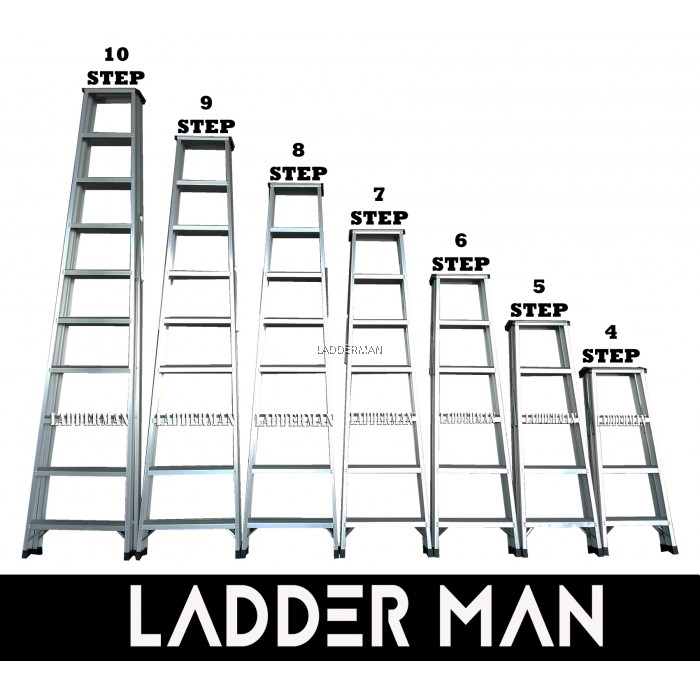 Ladderman Heavy Duty Aluminium Double Sided Ladder (10 STEP)